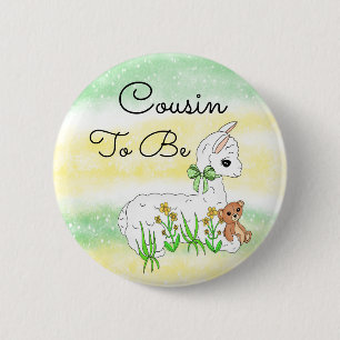 Cousin To Be Llama with Teddy Bear Button