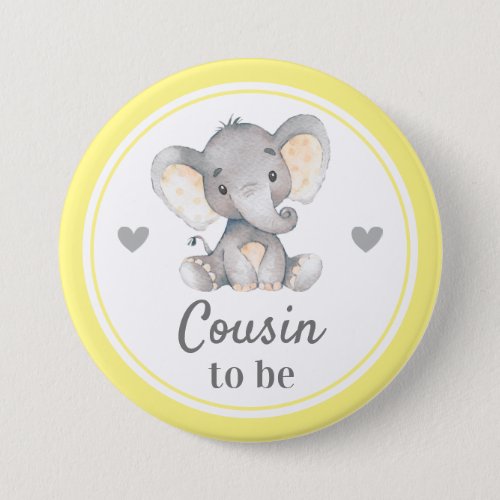 Cousin to be Yellow Gray Little Peanut Baby Shower Button