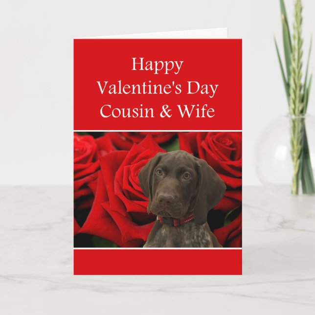 Cousin & Wife Glossy Grizzly Valentine Holiday Card (Front)