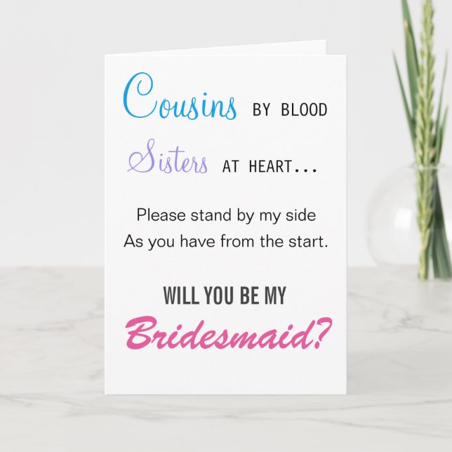 Cousins by blood, Sisters at heart - bridesmaid Invitation (Front)