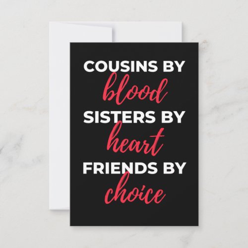 Cousins By Blood Sisters By Heart Thank You Card
