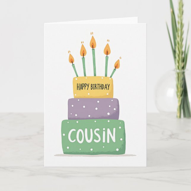 Cousins Cake Birthday Card (Front)