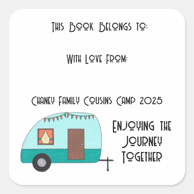 Cousins Camp Retro Camper Bookplate (Front)