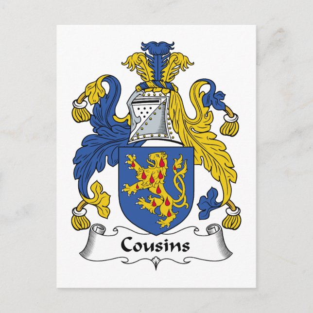 Cousins Family Crest Postcard (Front)