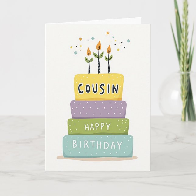 Cousins Tiered Cake Card (Front)