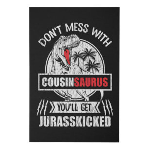CousinSaurus Funny Dinosaur Cousin Family Gift Faux Canvas Print
