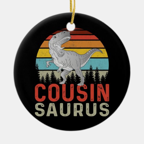 Cousinsaurus T Rex Dinosaur Family Matching Men Ceramic Ornament