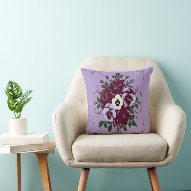 Coussin décoratif - Bouquet de Violettes Throw Pillow (Chair)