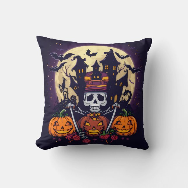 Coussin Décoratif d'Halloween - "Home Sweet Haunte Throw Pillow (Front)