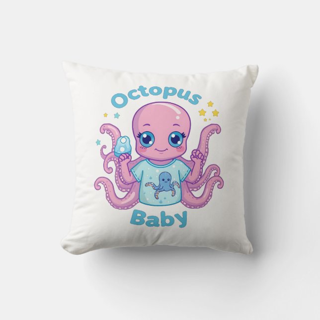 Coussin Octopus Baby  Throw Pillow (Front)