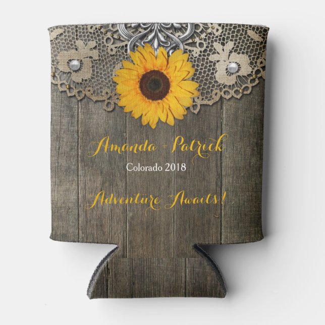 Coutry Rustic Sunflower Lace Wedding  Cooler (Front)