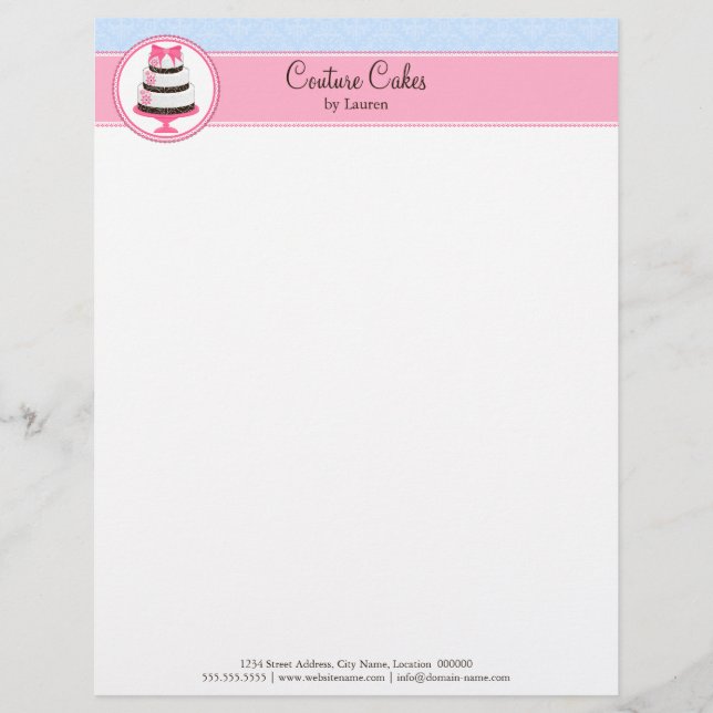 Couture Cake Bakery Business Letterhead (Front)