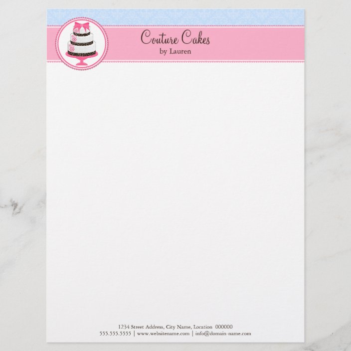 Couture Cake Bakery Business Letterhead