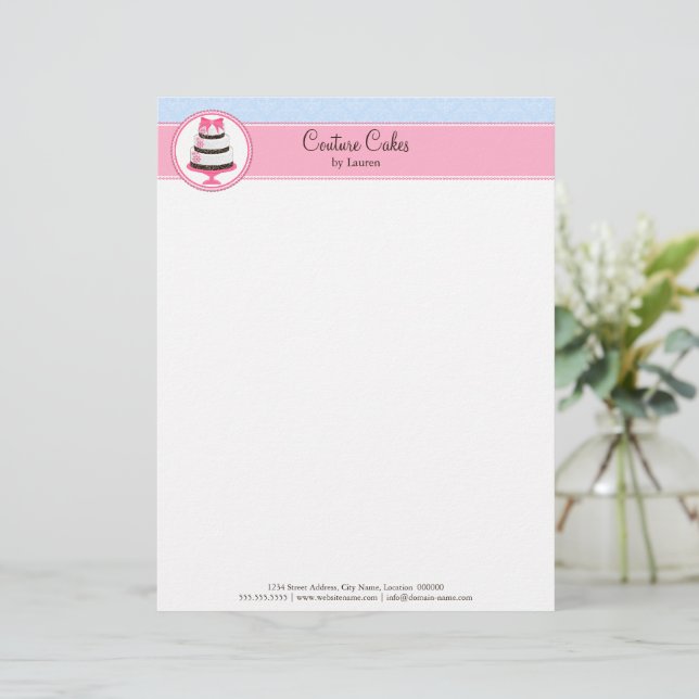 Couture Cake Bakery Business Letterhead (Standing Front)