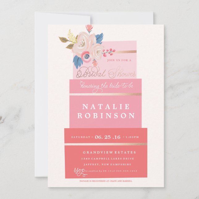 Couture Cake Bridal Shower Invitation - PINK (Front)