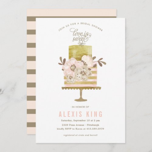 Couture Cake Gold Bridal Shower Invitation