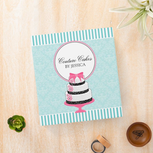 Couture Cakes Aqua Bakery 1 Inch 3 Ring Binder (In Situ)