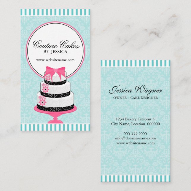 Couture Cakes Bakery Aqua Business Card (Front/Back)