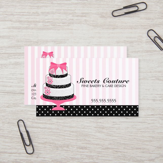 Couture Cakes Bakery Custom Business Card (Front/Back In Situ)