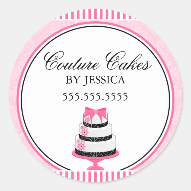 Couture Cakes Pink Bakery Box Seals (Front)