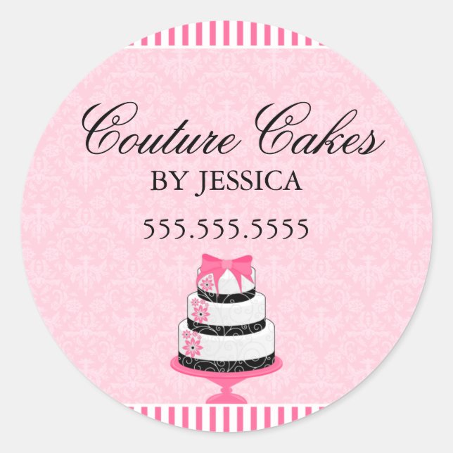 Couture Cakes Pink Bakery Stickers (Front)