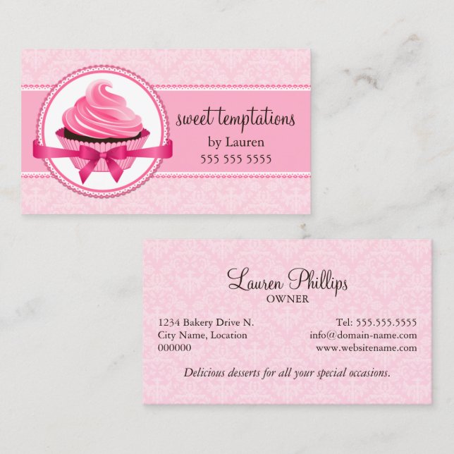 Couture Cupcake Bakery Business Card (Front/Back)