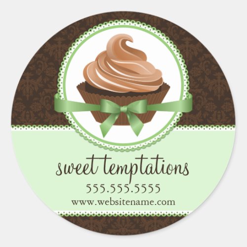 Couture Cupcake Mint Bakery Box Seals
