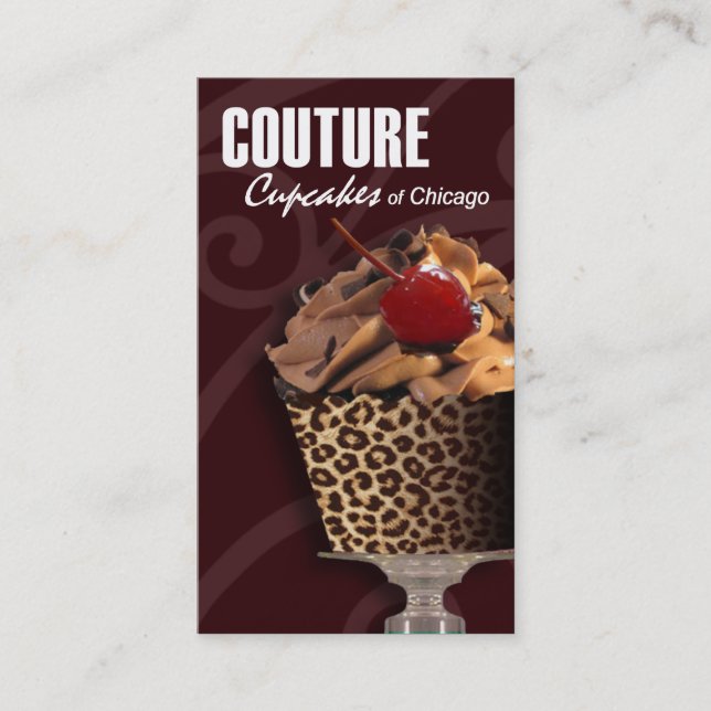 "Couture Cupcakes!" - Fancy Desserts, Pastries Business Card (Front)