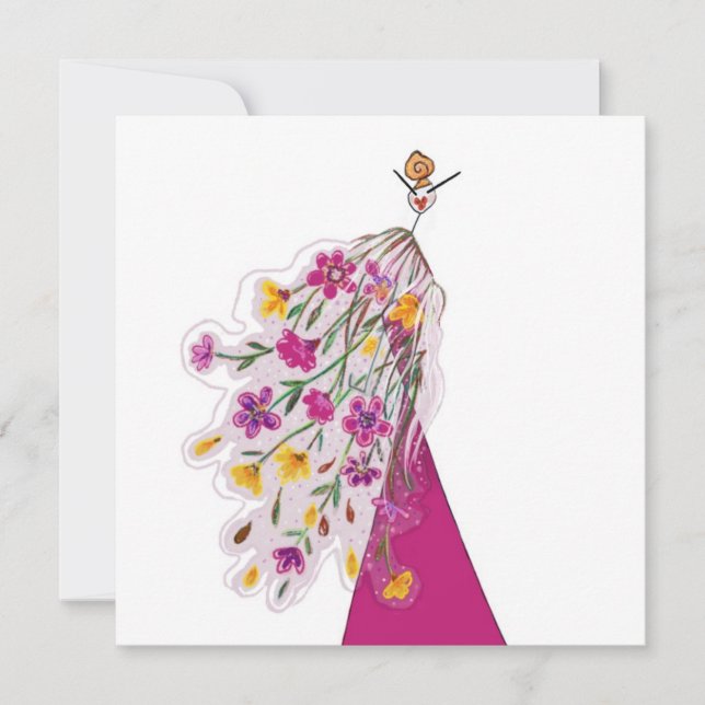 Couture Floral Dress Glam Fashion Art Card (Front)