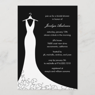 Couture Gown Bridal Shower Invitation (Black)