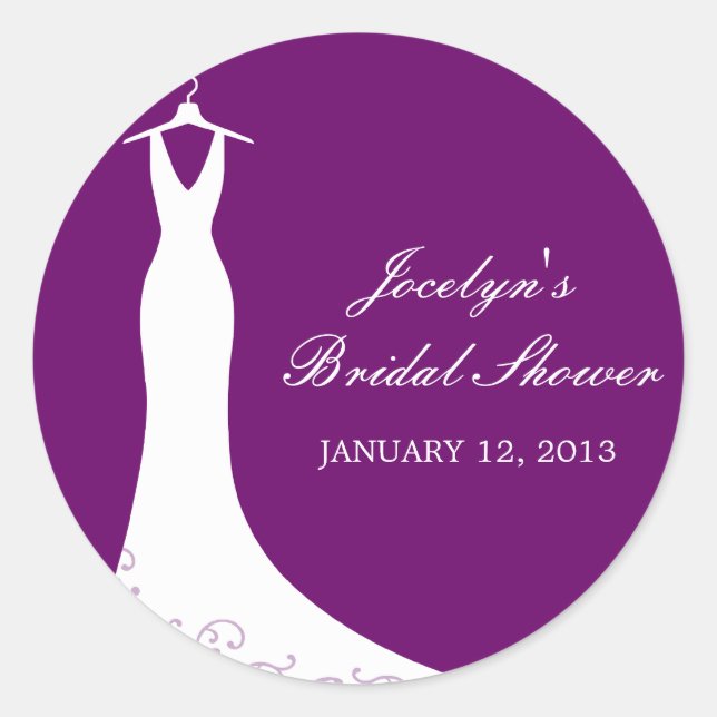 Couture Gown Favor Sticker (Purple) (Front)