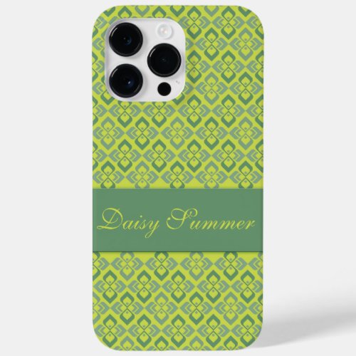 Couture inspired name green diamond patterned Case_Mate iPhone 14 pro max case