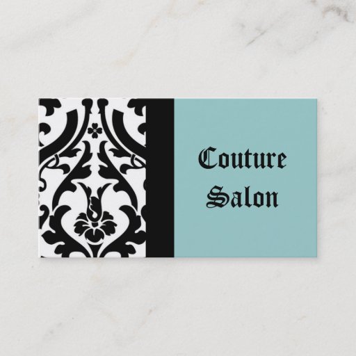 Customizable Couture Salon Damask Blue Business Card
