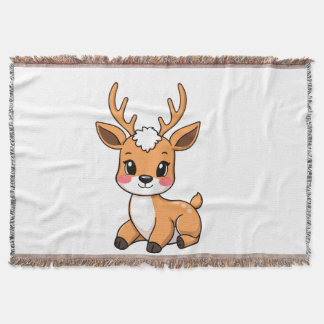 Couverture Tissée Petit Cerf Kawaii Throw Blanket