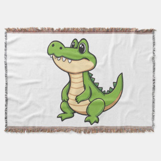 Couverture Tissée Petit Crocodile Kawaii Throw Blanket