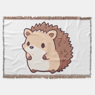 Couverture Tissée Petit Hérisson Kawaii Throw Blanket