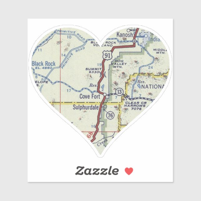 Cove Fort Utah Map Sticker (Sheet)