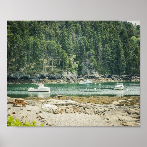 Cove in Coastal Maine Beach and Boats 8x10 Poster