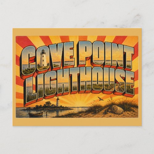 Cove Point Lighthouse Chesapeake Bay Marsh Art Postcard