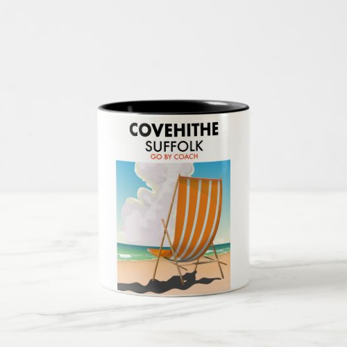 Covehithe suffolk beach travel poster Two_Tone coffee mug