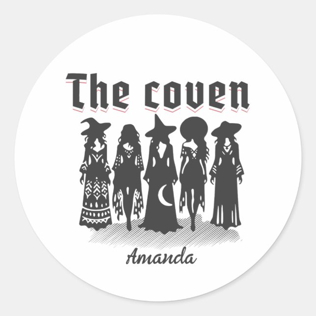 coven bachelorette party witchy classic round sticker (Front)