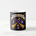 Coven Club Halloween Witch Night Sky Coffee Mug<br><div class="desc">Perfect Halloween design featuring the moon,  a potion,  candle,  brooms,  and hourglass with a night sky backdrop!</div>