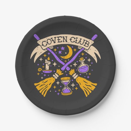 Coven Club Halloween Witch Night Sky Paper Plates