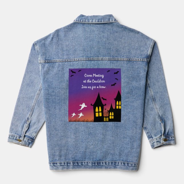 Coven Meeting Halloween Denim Jacket (Back)