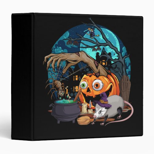 Coven Of Trash Witches Funny Halloween Opossum 3 Ring Binder