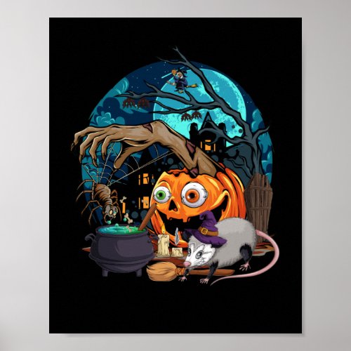 Coven Of Trash Witches Funny Halloween Opossum Poster