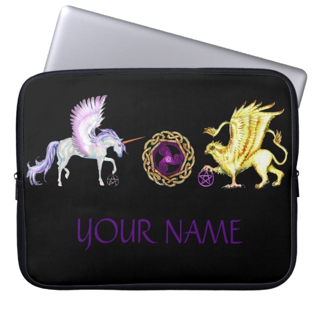 Coven Symbol Spiral Essence Unicorn Griffon Celtic Laptop Sleeve (Front)