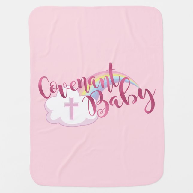 "Covenant Baby" Pink Fleece Blanket (w/Scripture) (Front)