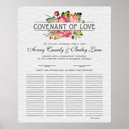 Covenant of Love Guest Book Wedding Certificate