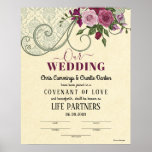 "Covenant of Love" LifePartners WeddingCertificate Poster<br><div class="desc">Preserve your wedding memories! Ceremonial Wedding Certificates for ALL Unions and Partnerships. ♥ Personalize to "make it your own" -- Re-word all text / all phrases to reflect your unique union. ♥ This certificate type features signature lines for the officiant, witnesses or Best Man and Maid of Honor to sign....</div>